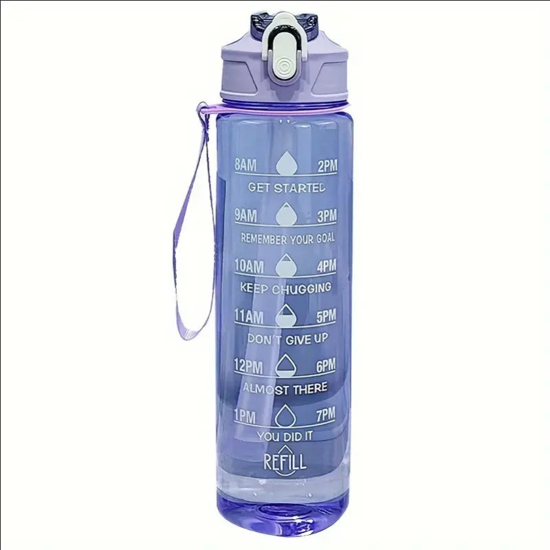 800ml Motivational Water Bottle Leak Proof Sports Jug with Time Marker
