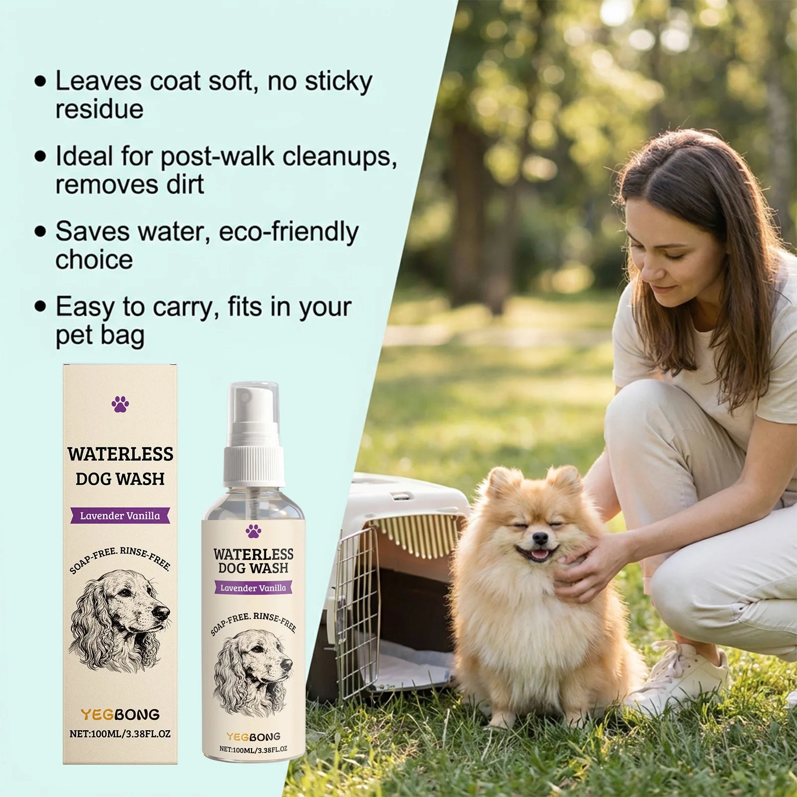 Waterless Dog Shampoo Spray Foaming Dry Bath Pet Cleaning - 6