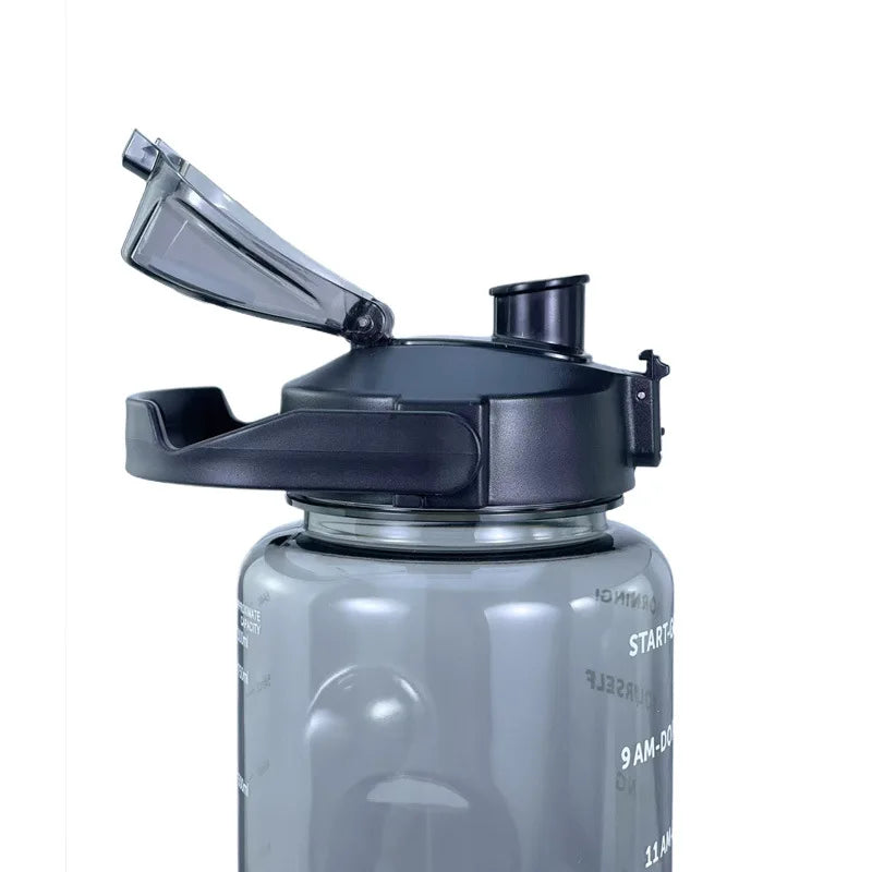 2L Large Sports Water Bottle Motivational Straw Jug Fitness Gym Cup - 16