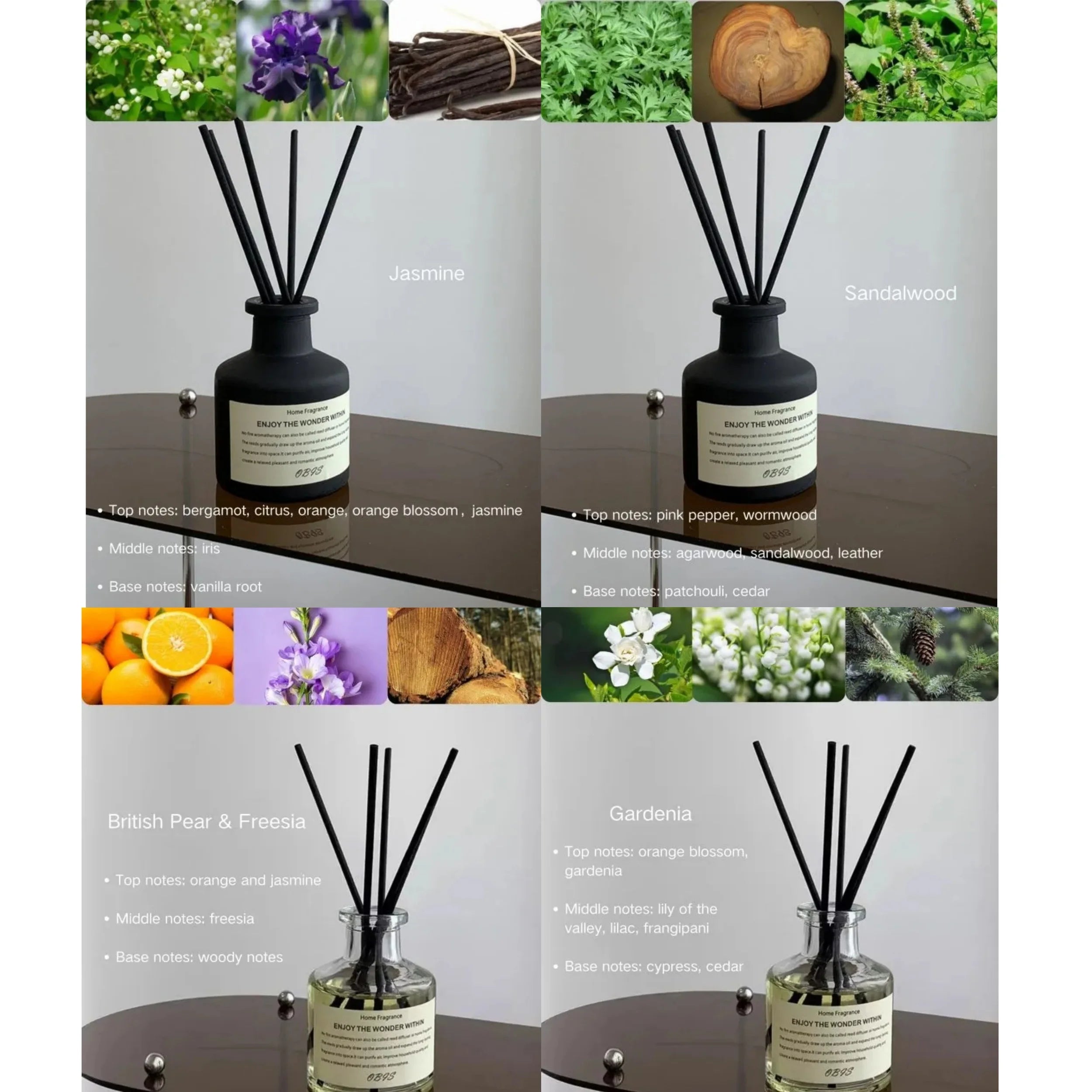 50ml Reed Diffuser Set Aromatherapy Home Fragrance Air Freshener Decor - 5