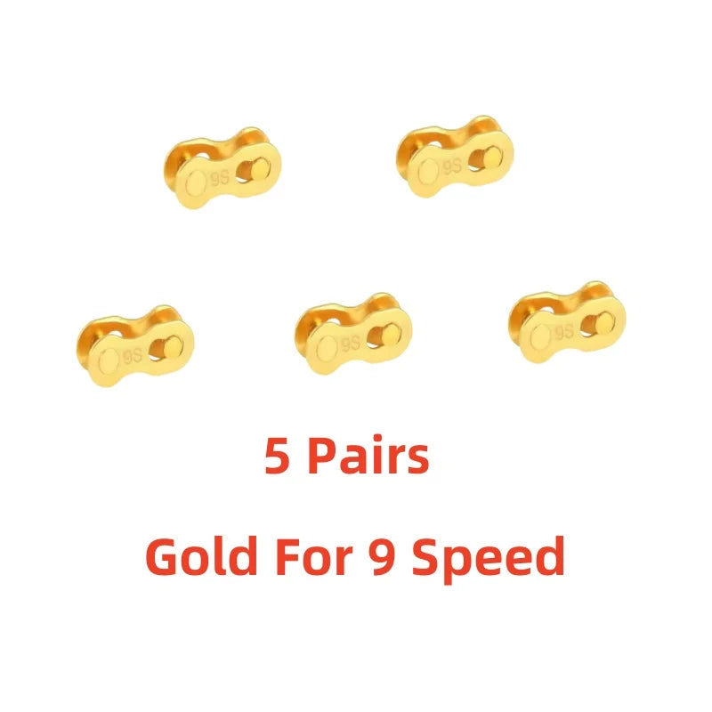 5 Pair Gold Bicycle Chain Quick Link Connector for 6 to 12 Speed Bikes