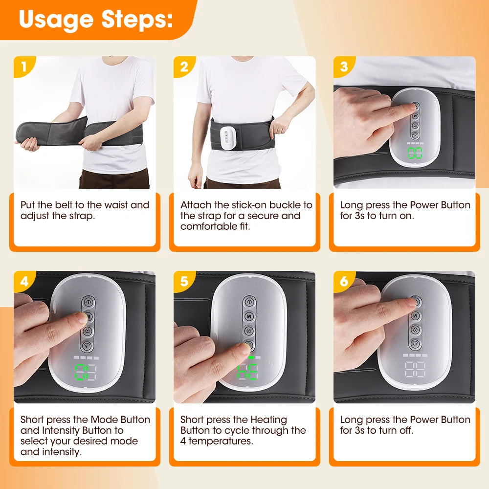 Cordless Back Massager Belt Heated Waist Wrap - 15