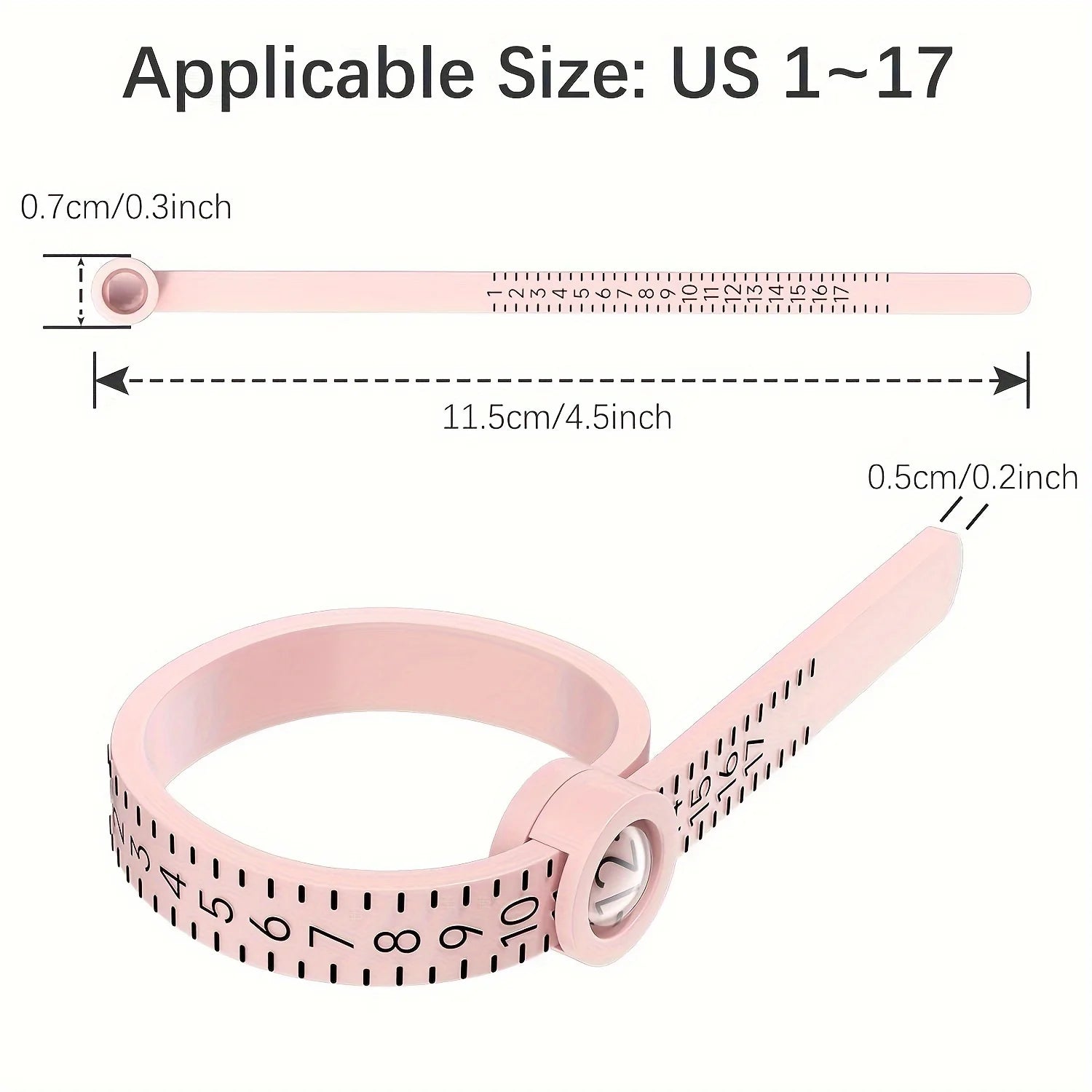 Adjustable Ring Sizer Gauge with Magnifying Glass US Size 1-17
