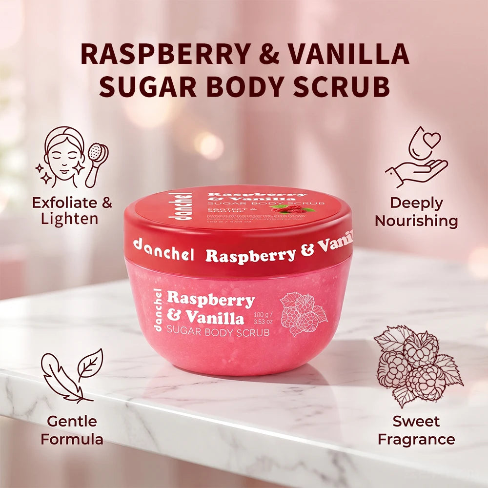 Raspberry Vanilla Sugar Body Scrub Exfoliating Skin Care