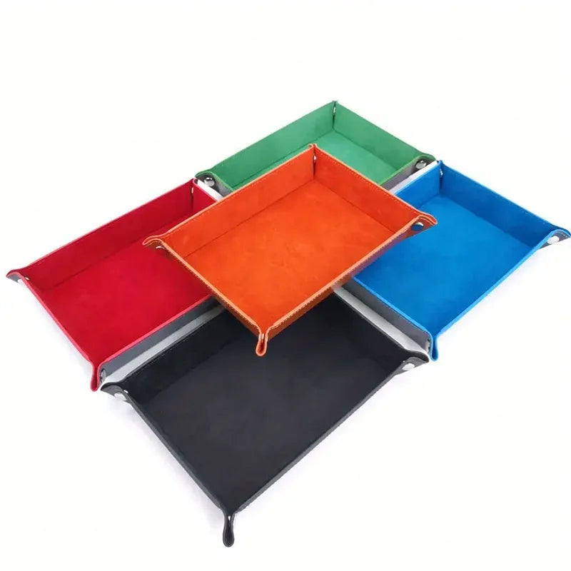 Foldable Leather Dice Tray Collapsible Valet Storage Organizer Box