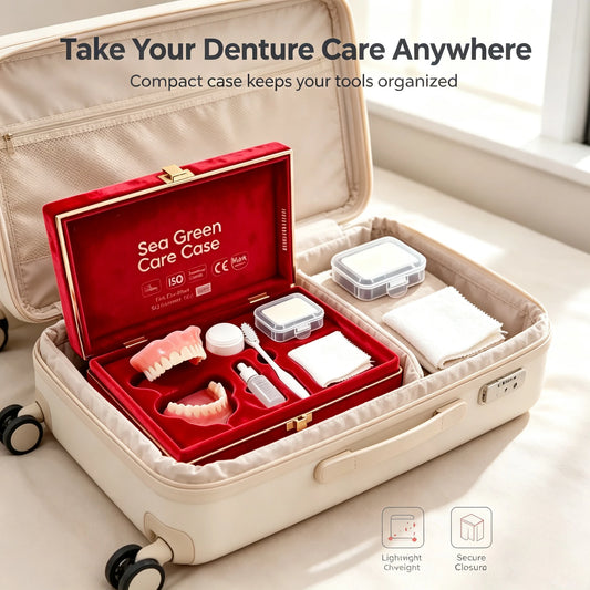 Complete Denture Set False Teeth With Storage Case And Toothbrush