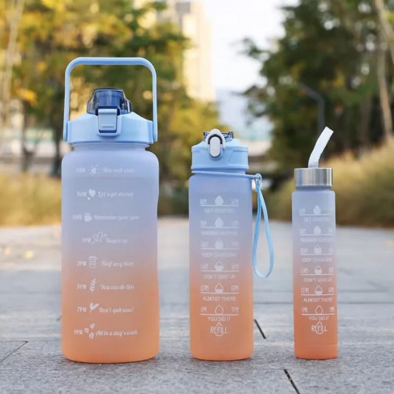 Motivational Water Bottle with Time Marker Leakproof Sport Fitness Jug - 21