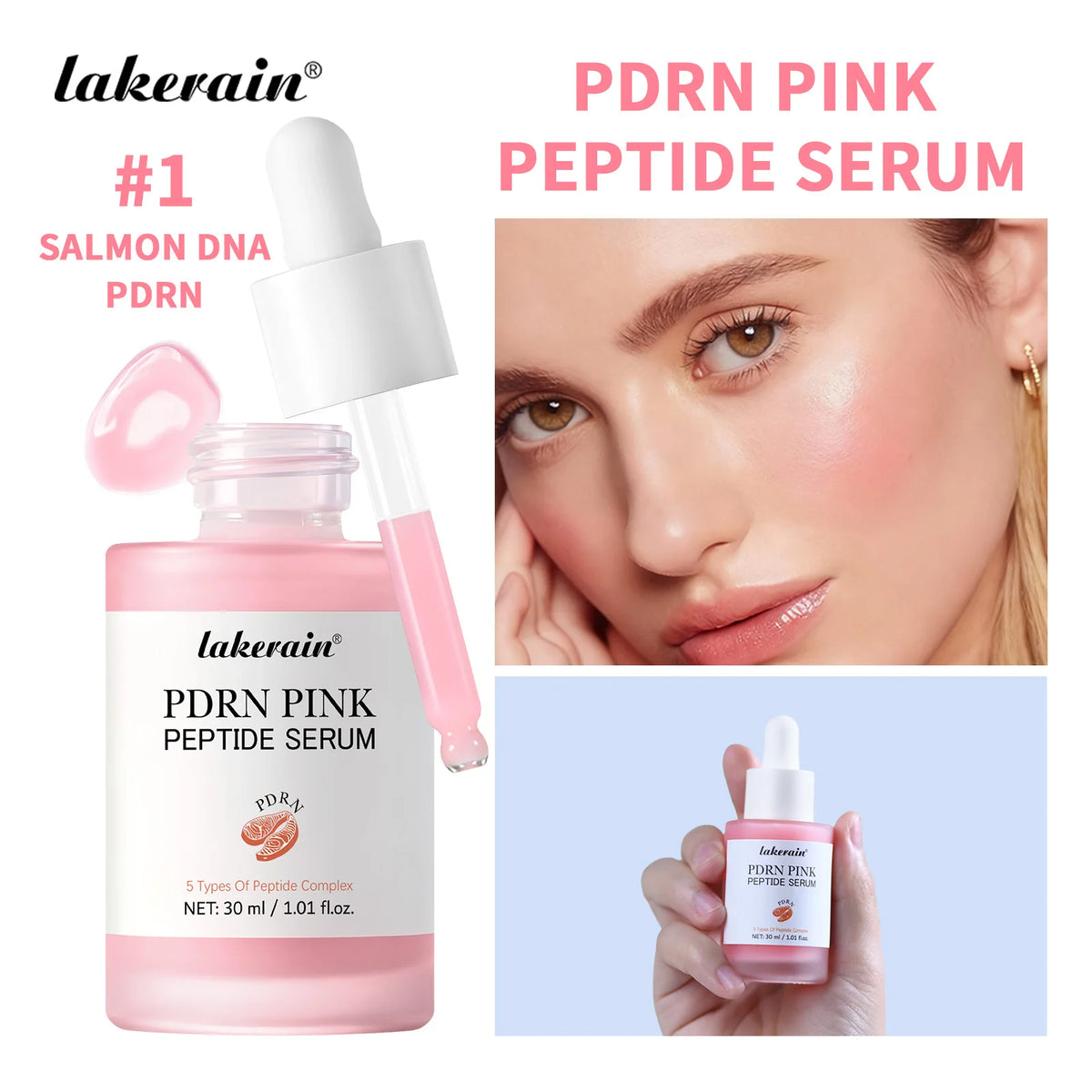 Salmon PDRN Pink Peptide Facial Serum Glass Glow Skincare