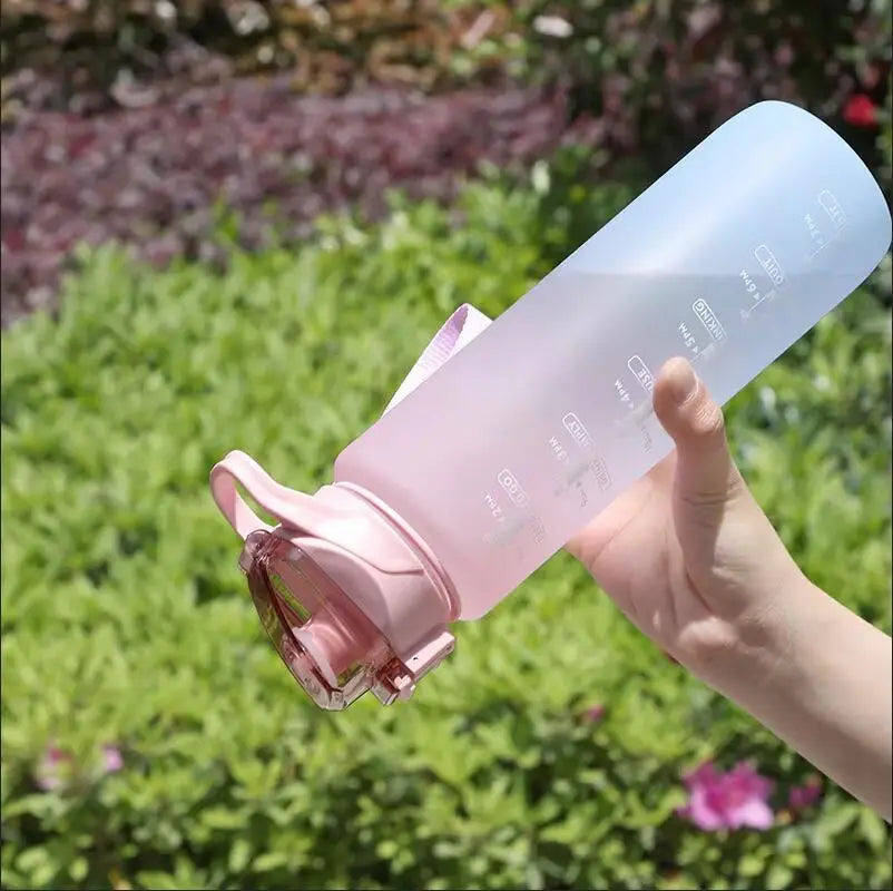 1000ml Gradient Sports Water Bottle with Time Marker and Straw - 11