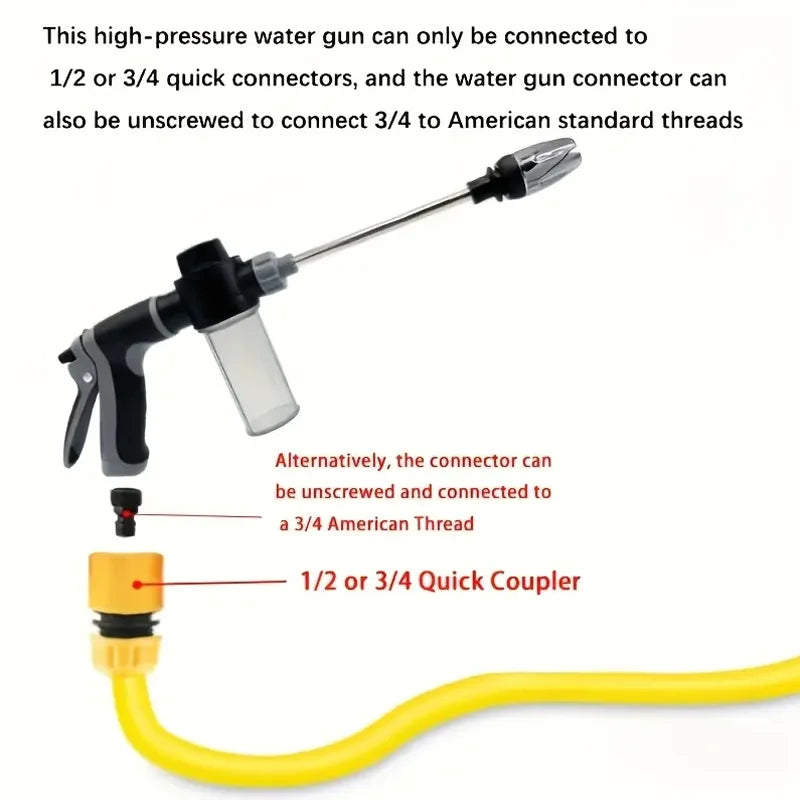 Portable High Pressure Car Wash Spray Gun Long Wand Cleaning Tool - 5