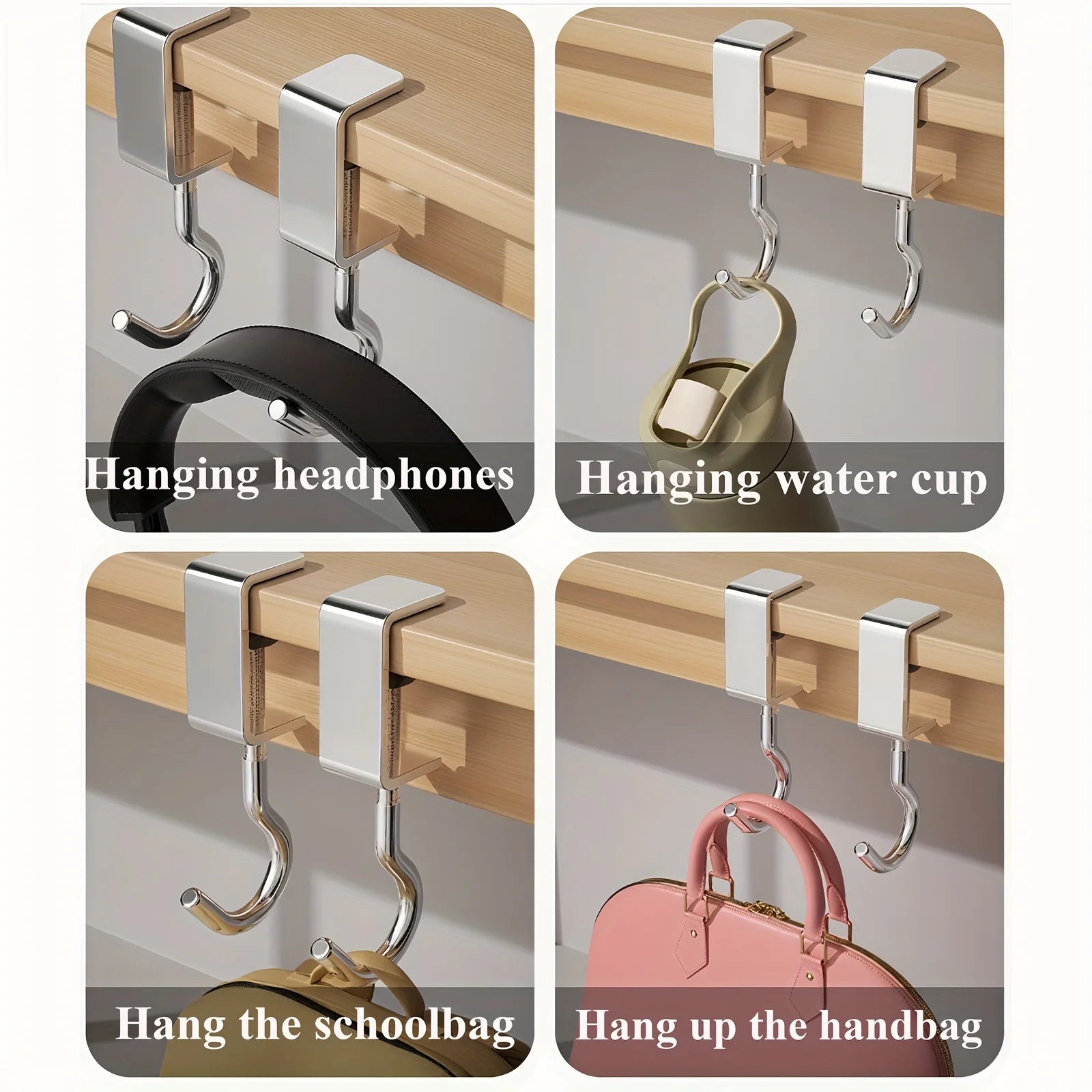 5 Pack Adjustable Desk Hooks Heavy Duty Metal Table Edge Hanger Holder