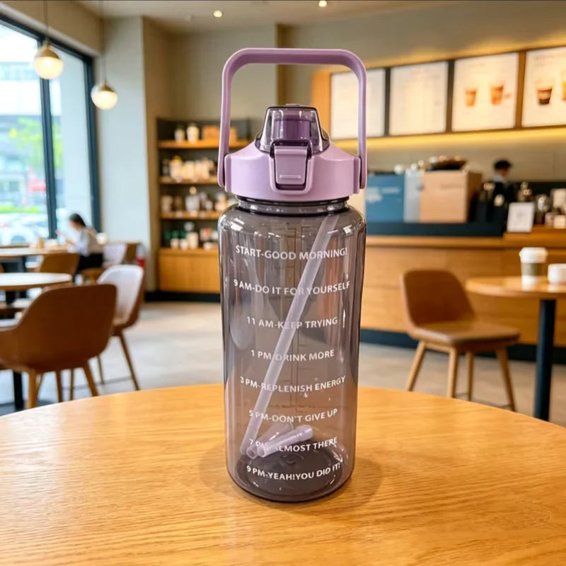 2000ml Large Sports Water Bottle BPA Free Leak Proof Jug with Straw - 12