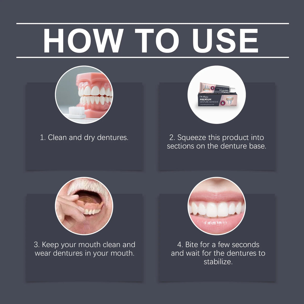 Waterproof Zinc Free Denture Adhesive Long Lasting Dental Gel