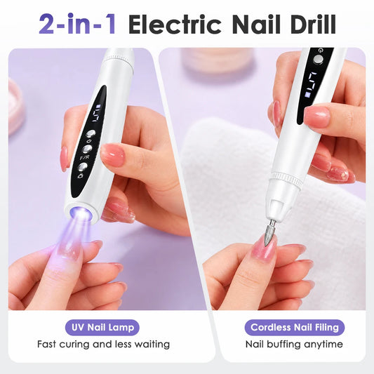 Cordless Electric Nail Drill Machine with UV Lamp