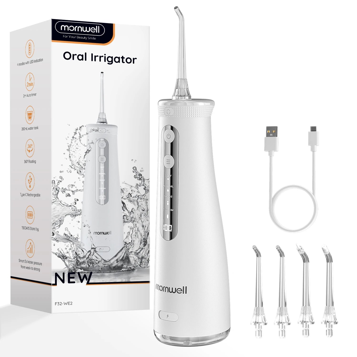 Mornwell F32 Water Flosser Oral Irrigator Teeth Cleaner - 16