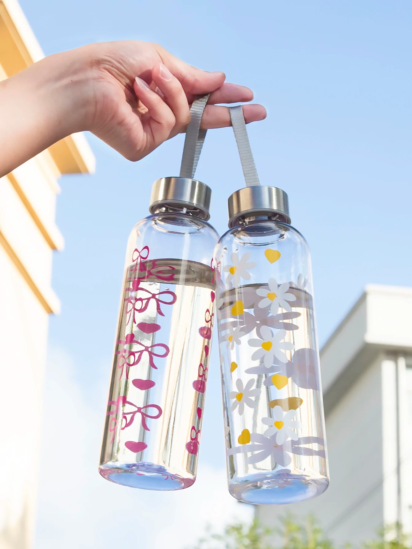 550ml Bowknot Daisy Water Bottle Leakproof Sport Cup for Gym Travel - 7