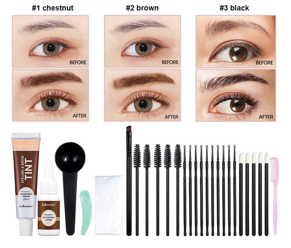 Lakerain Eyelash And Brow Tint Kit Waterproof Eyebrow Makeup Dye Set