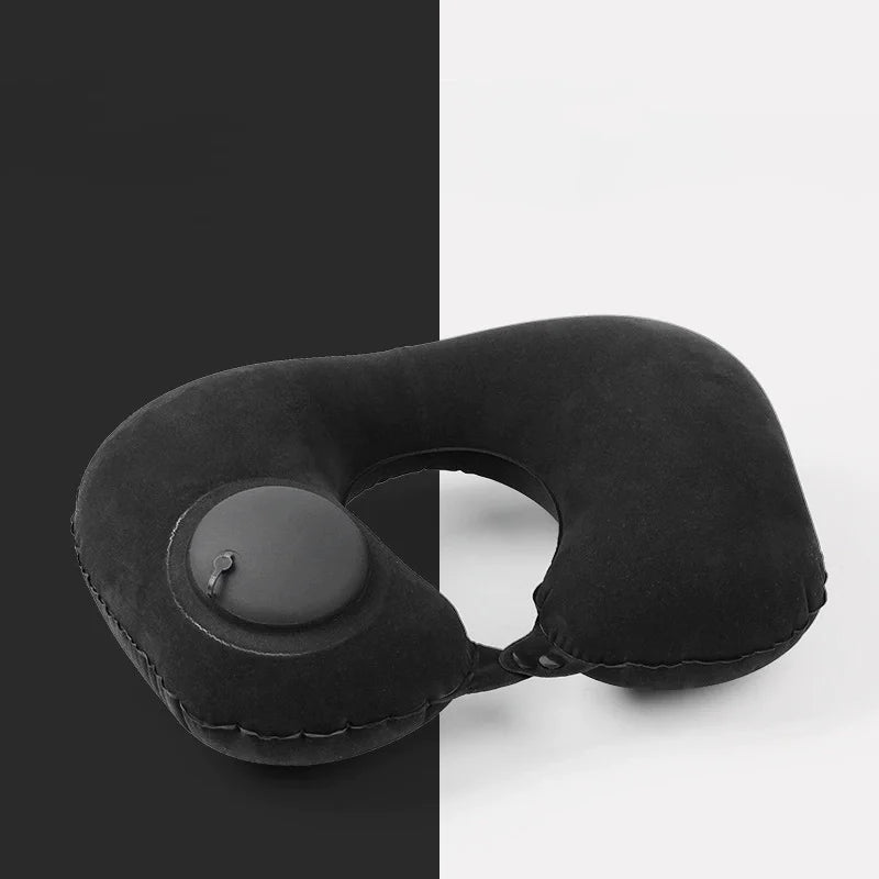 Portable Inflatable Travel Neck Pillow U Shaped Press Pump Cushion - 8