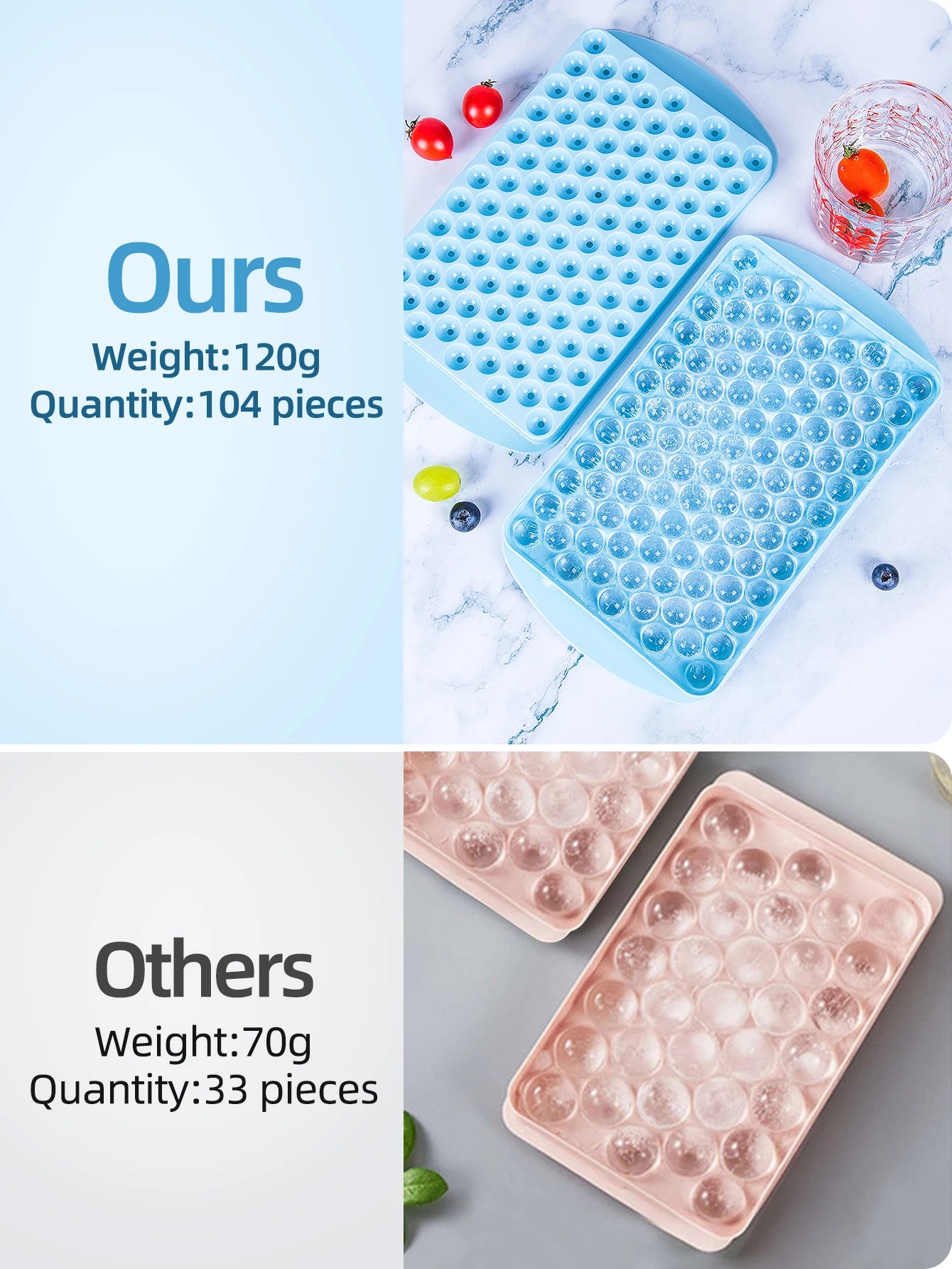 104 Cube Silicone Ice Tray Maker Stackable Sphere Ice Mold with Cover - 5