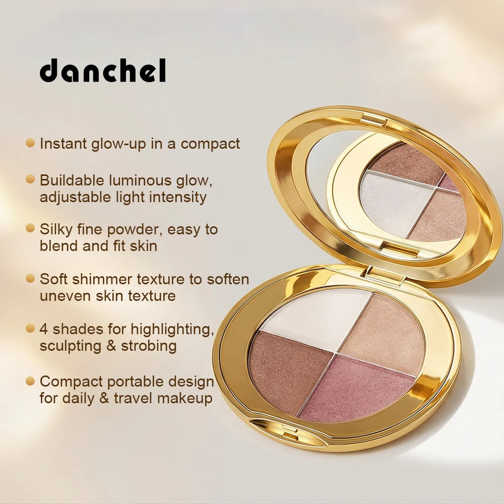 2-in-1 Highlighting Eye & Cheek Palette Shimmer Makeup Powder - 3