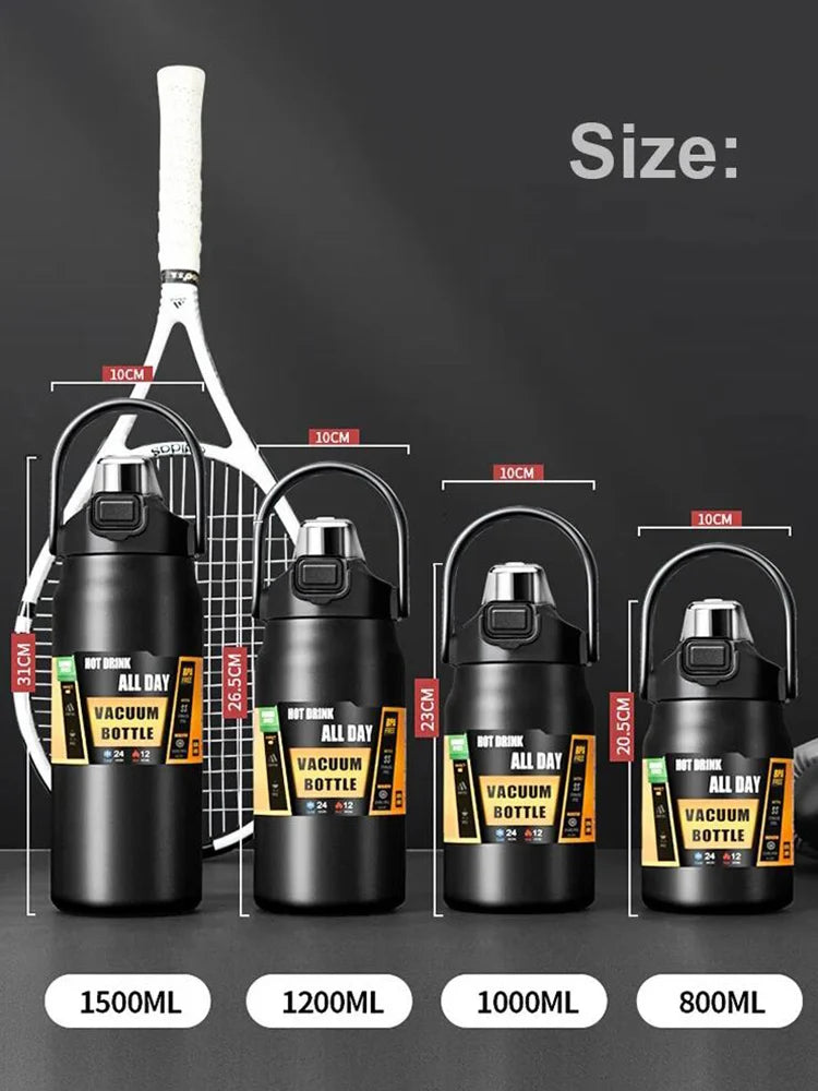 Insulated Stainless Steel Water Bottle Vacuum Flask with Straw Lid - 2