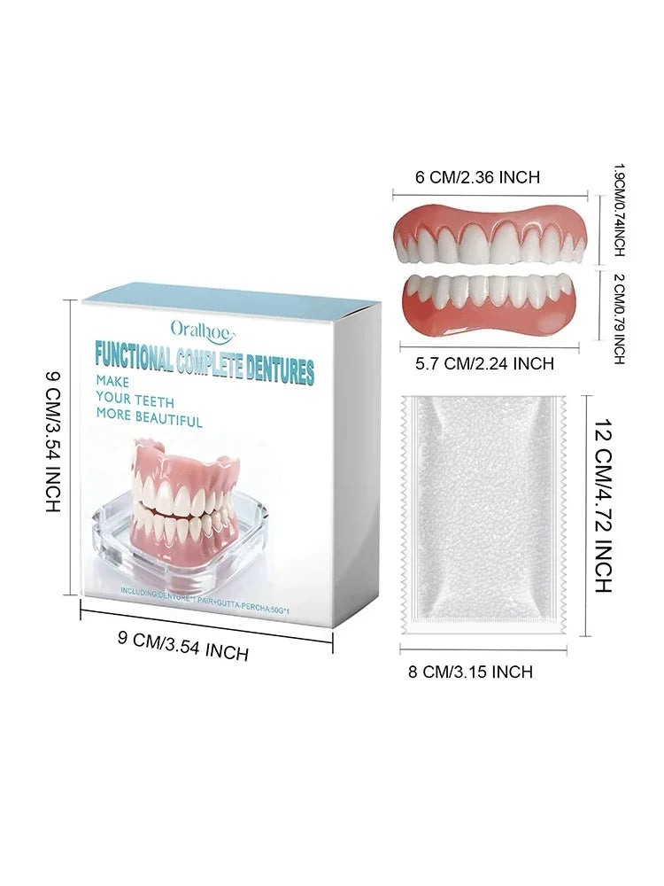 Instant Smile Dentures Full Set Silicone Veneers Fake Teeth Upper Lower