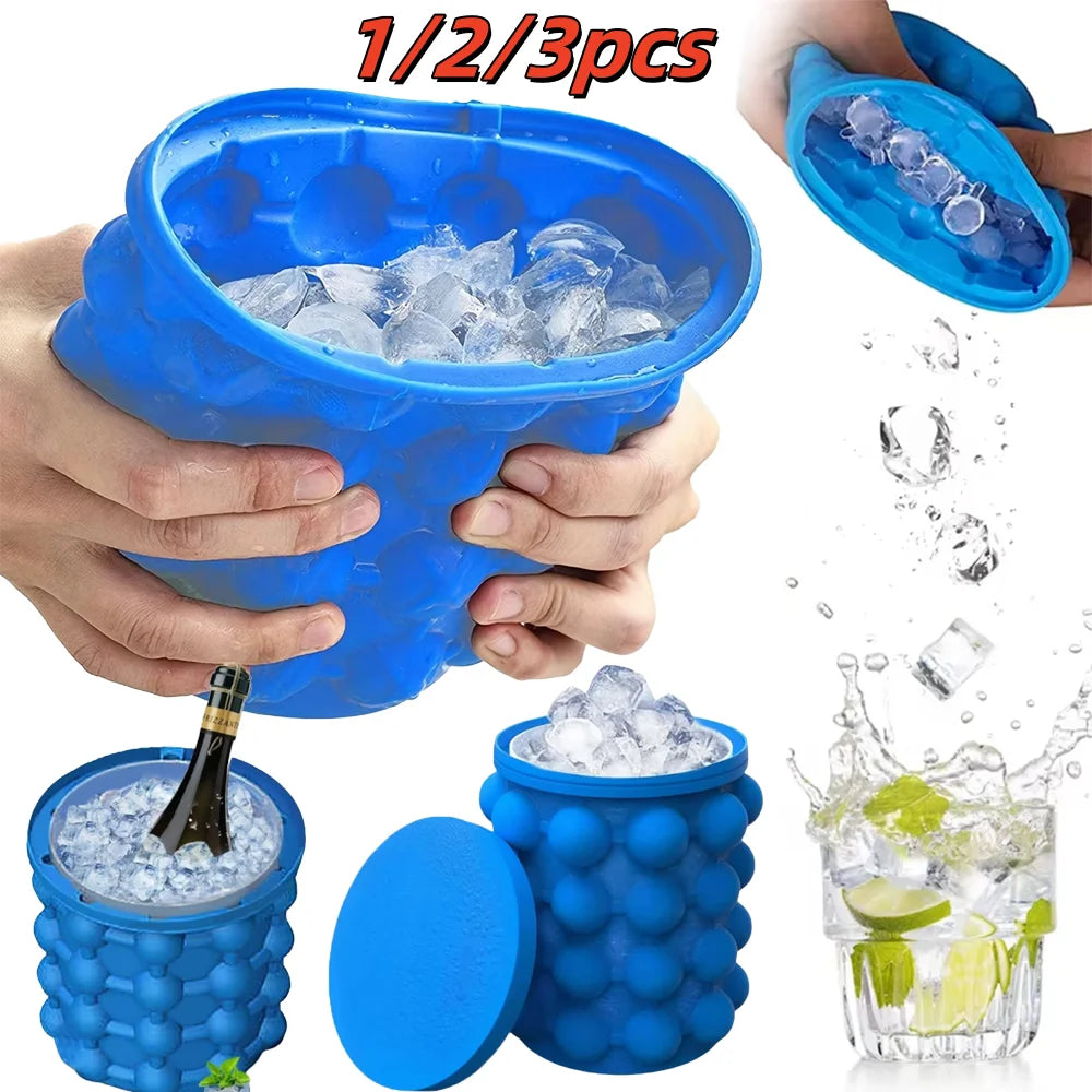 2-in-1 Silicone Ice Cube Mold and Portable Ice Bucket for Drinks - 1