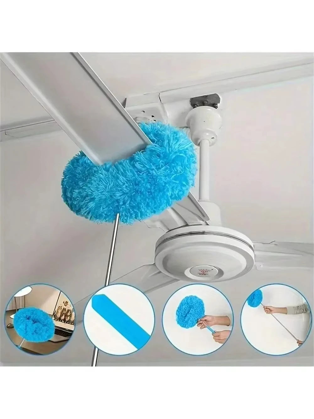 Microfiber Ceiling Fan Duster with Extendable Handle Cleaning Tool