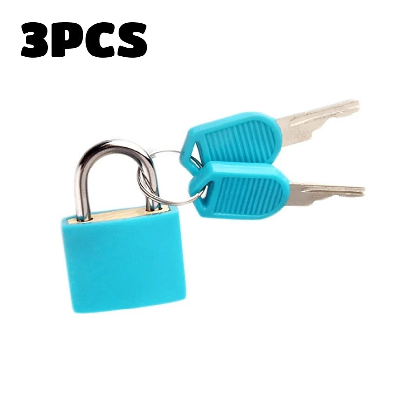 6pc Small Padlock Set with Keys Portable Travel Suitcase Diary Lock - 15