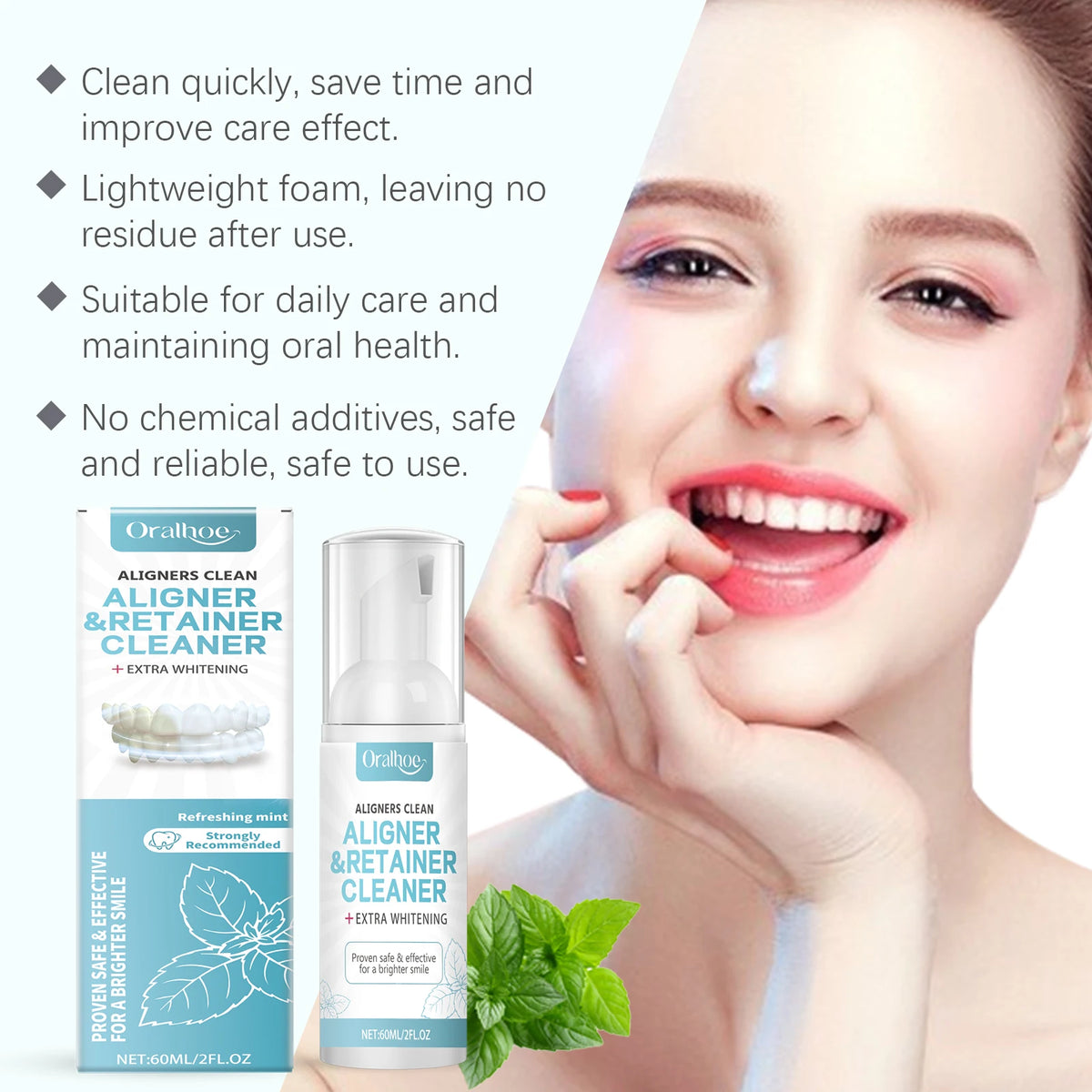 Aligner & Retainer Cleaner Foam Mousse for Braces