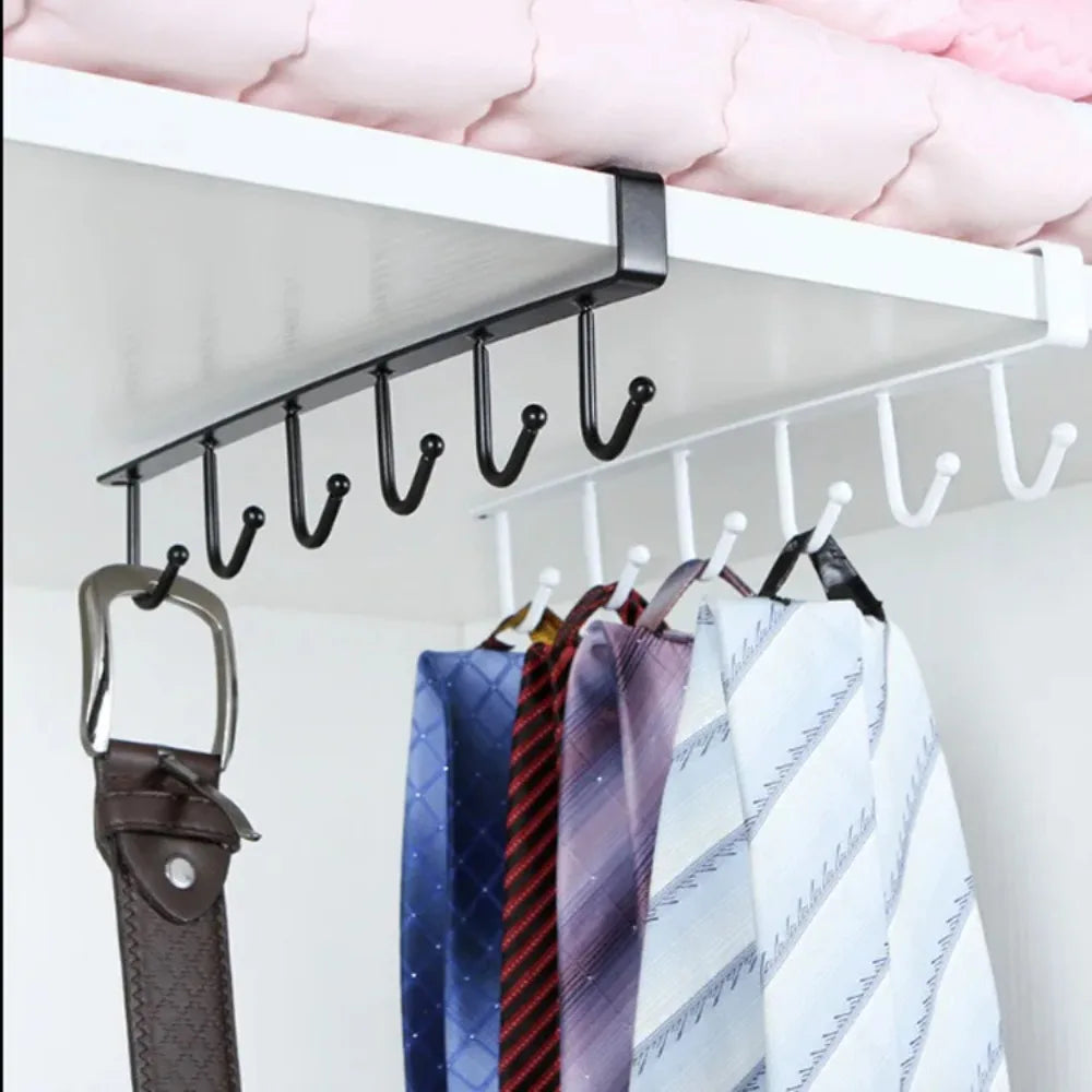 Under Cabinet Mug Holder 6 Hook Kitchen Storage Rack Organizer Hanger