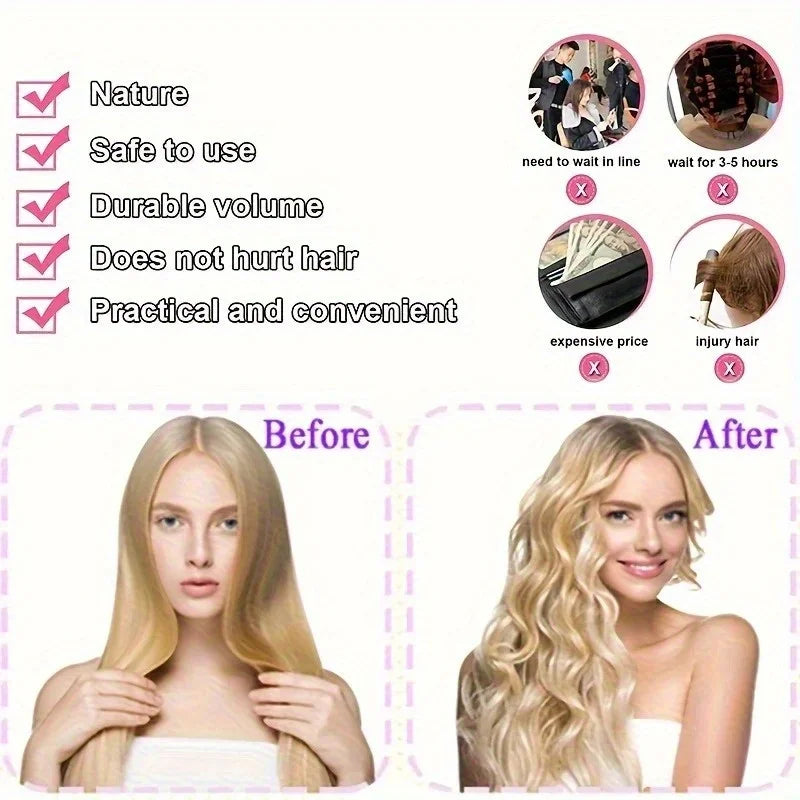 30pcs Silicone Mushroom Hair Curlers Heatless Wave Styling Rollers - 4