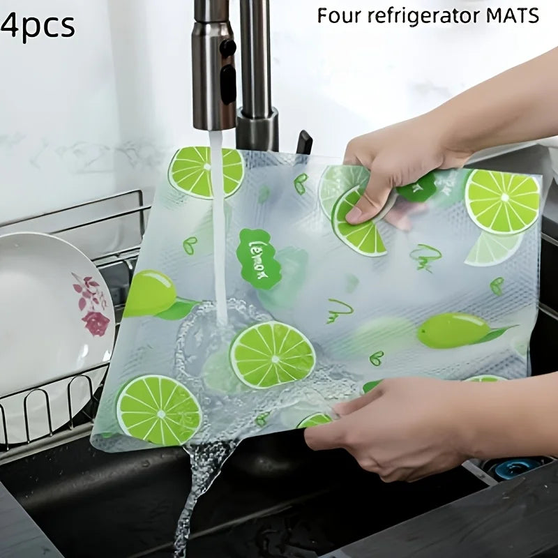 12PCS Refrigerator Mats Waterproof Fridge Liners Non-Slip Shelf Pads