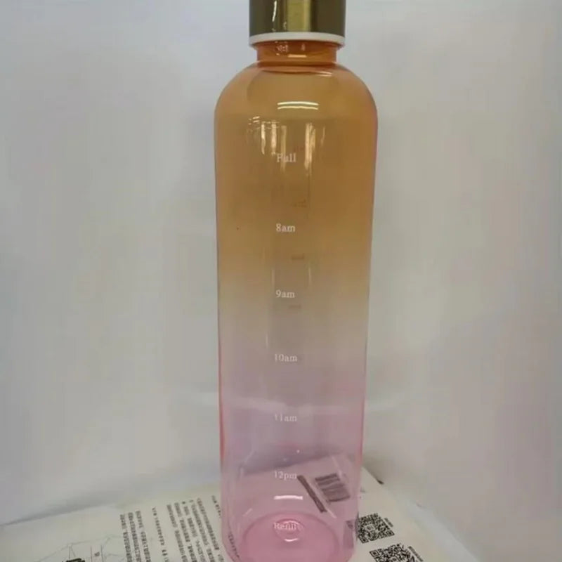 1000ml Motivational Water Bottle with Time Marker Leakproof Sport Jug