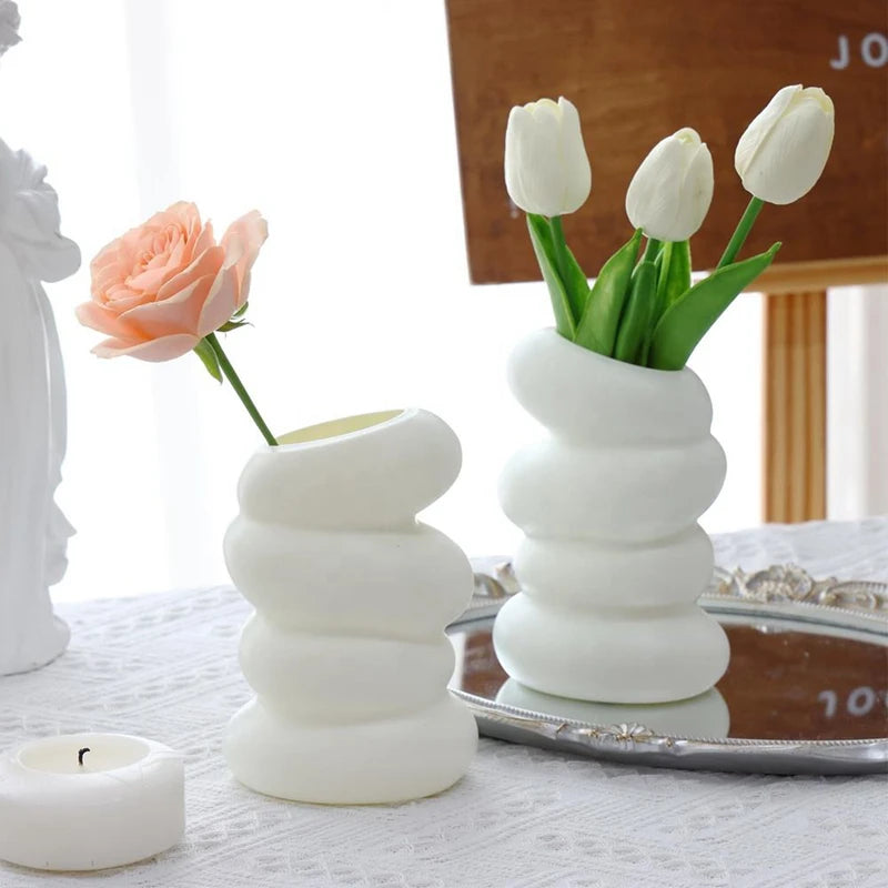 Modern Nordic Spiral White Vase Minimalist Flower Arrangement Pot - 3