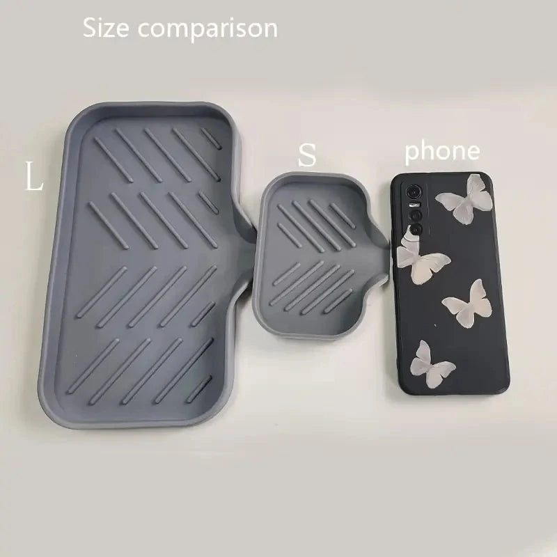Silicone Kitchen Sink Tray Self Draining Sponge Holder Soap Dish