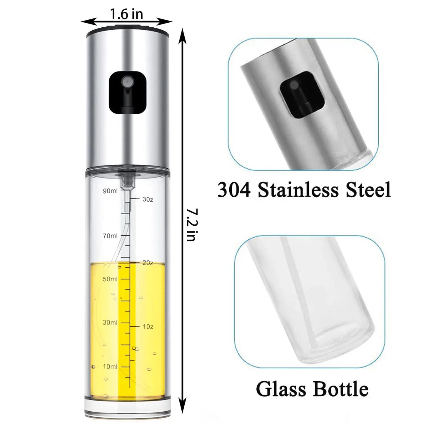3 Pack Glass Oil Sprayer Bottle for Cooking BBQ and Air Fryer Baking - 6