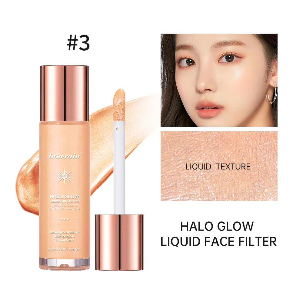 Halo Glow Liquid Face Filter Highlighter & Dewy Skin Bronzer Serum