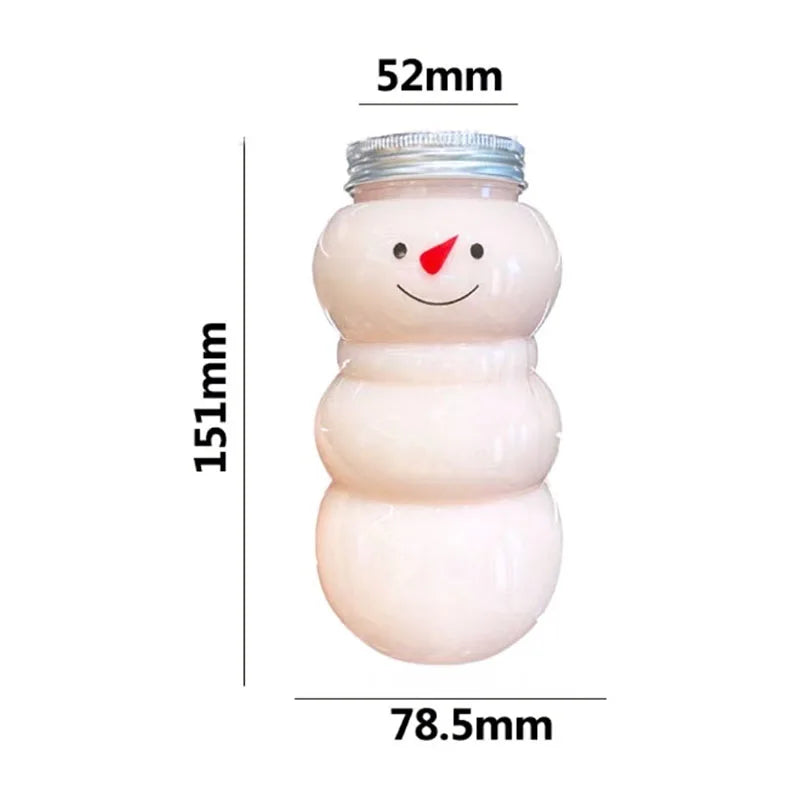 500ml Snowman Christmas Milk Juice Bottles Reusable Plastic Drink Cups - 2