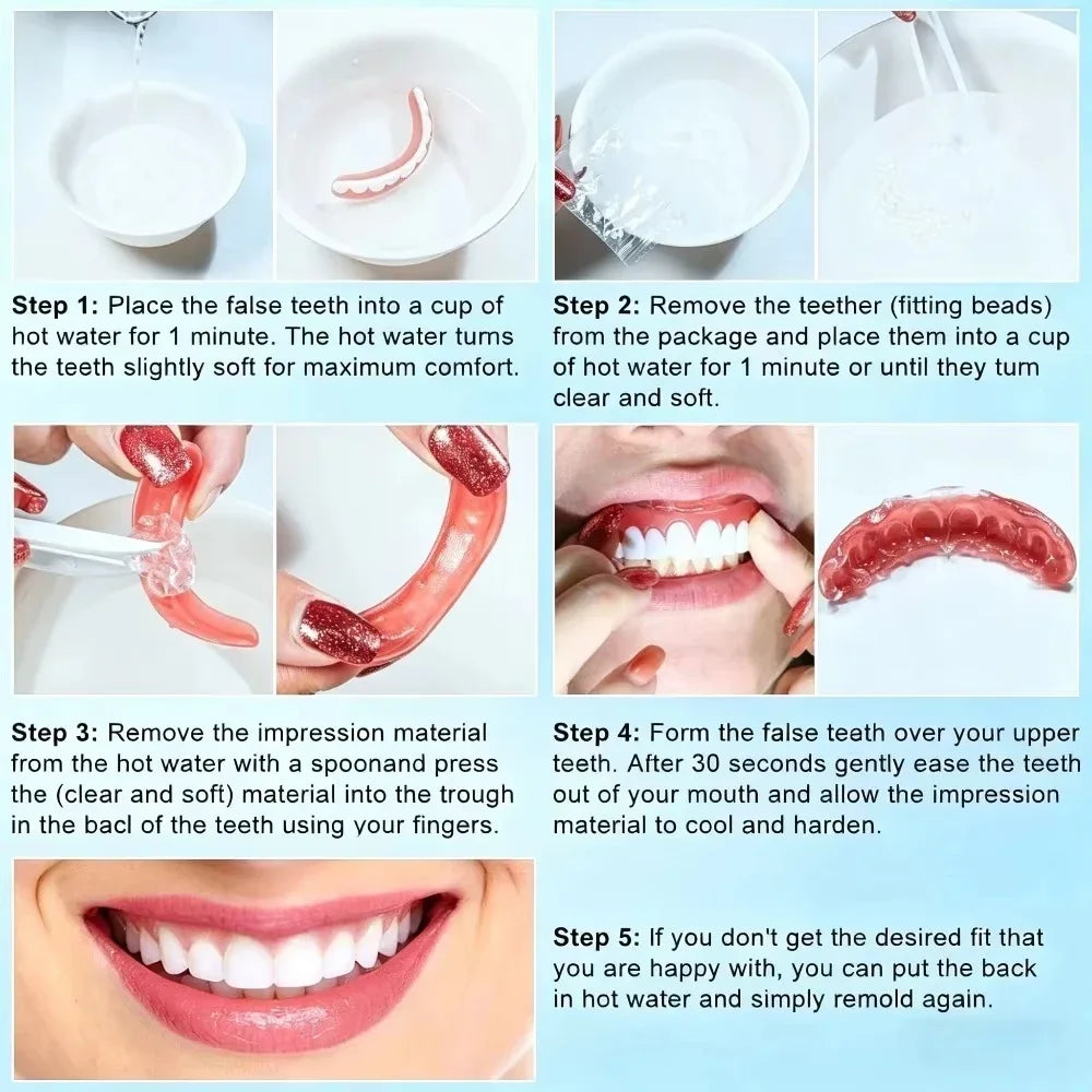 Silicone Dentures Adjustable Cosmetic Teeth & Reusable Smile Set