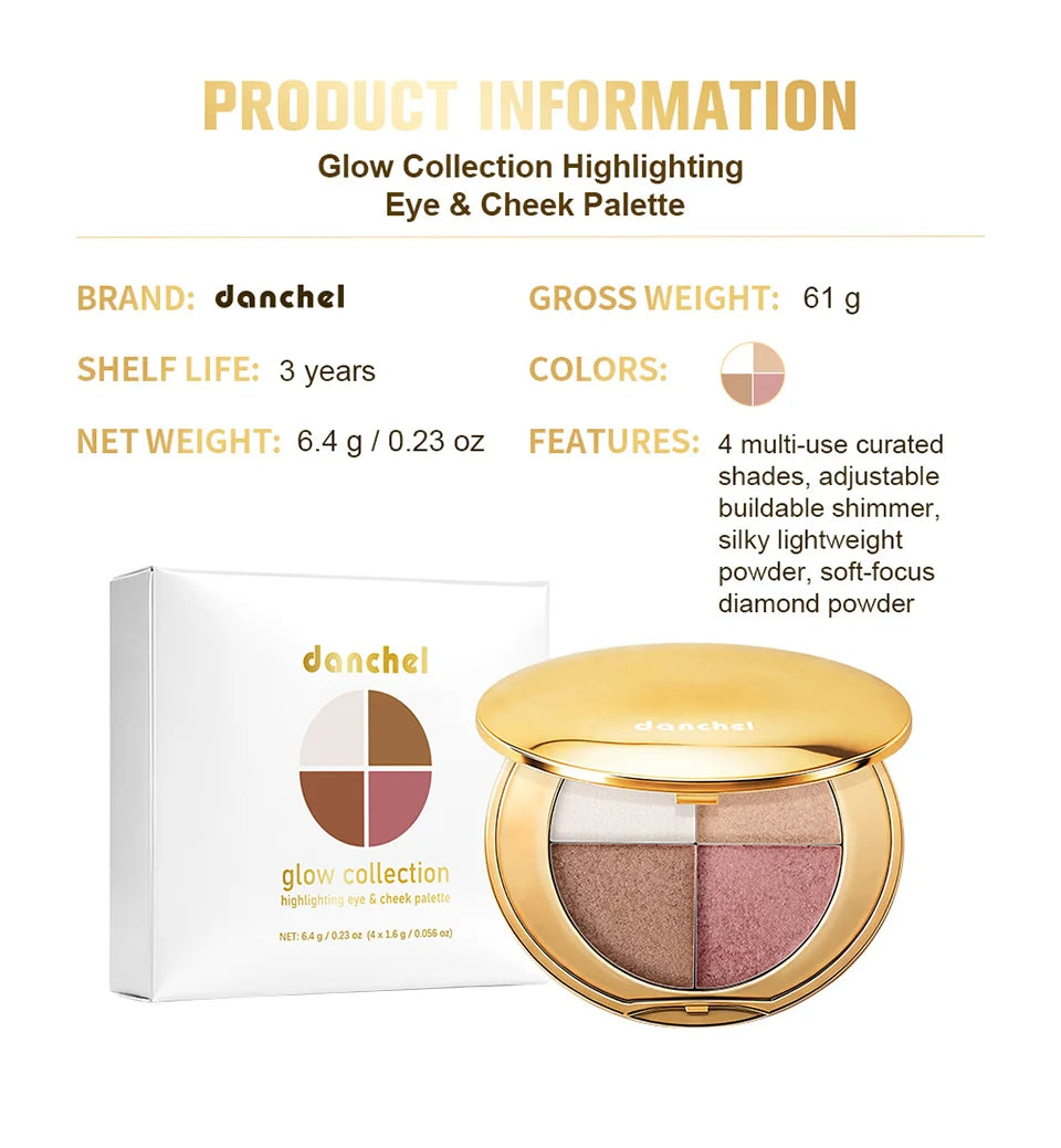 2-in-1 Highlighting Eye & Cheek Palette Shimmer Makeup Powder - 16