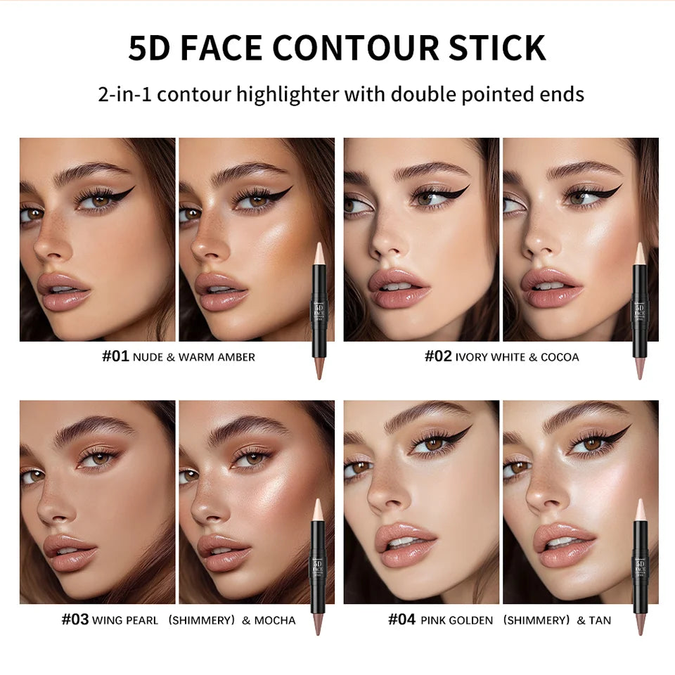 Dual-Ended Contour & Highlighter Stick Waterproof Face Bronzer - 8