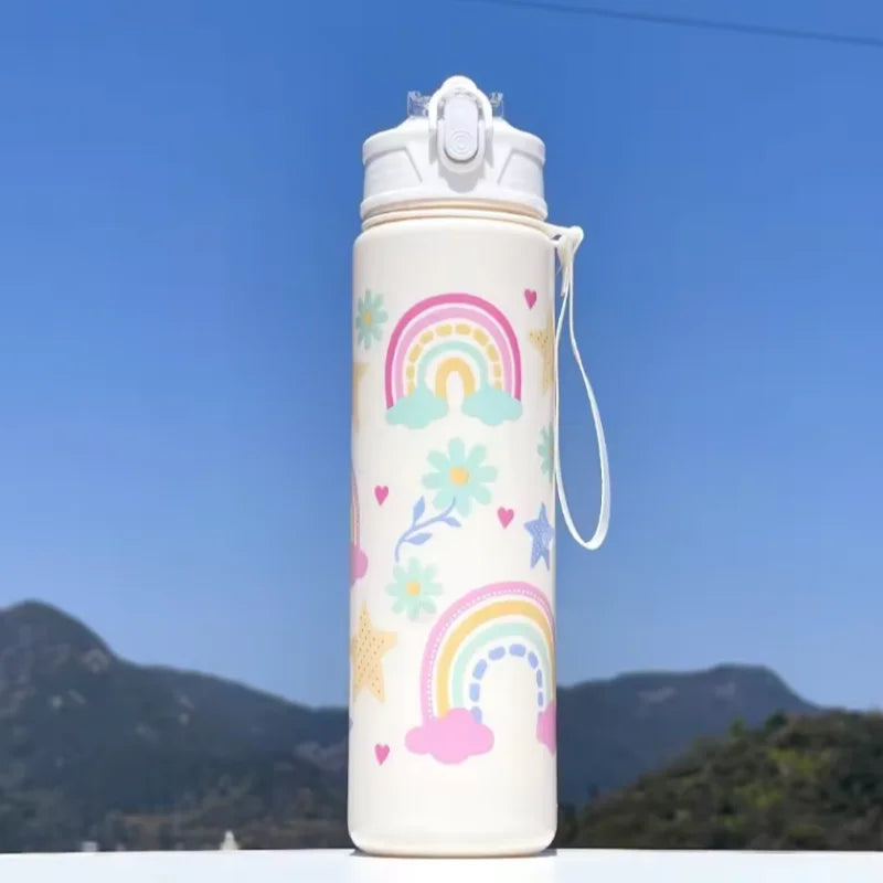 750ml Kids Cartoon Water Bottle with Straw Leak Proof Portable Cup - 18