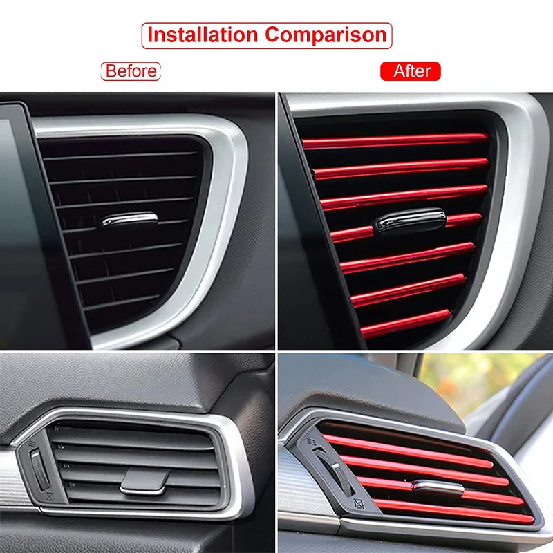 10pc Car Air Vent Trim Strips U-Shaped Interior Decorative Molding - 8
