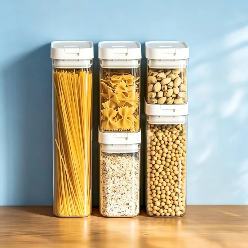 Transparent Airtight Food Storage Container Kitchen Grain Pasta Jar