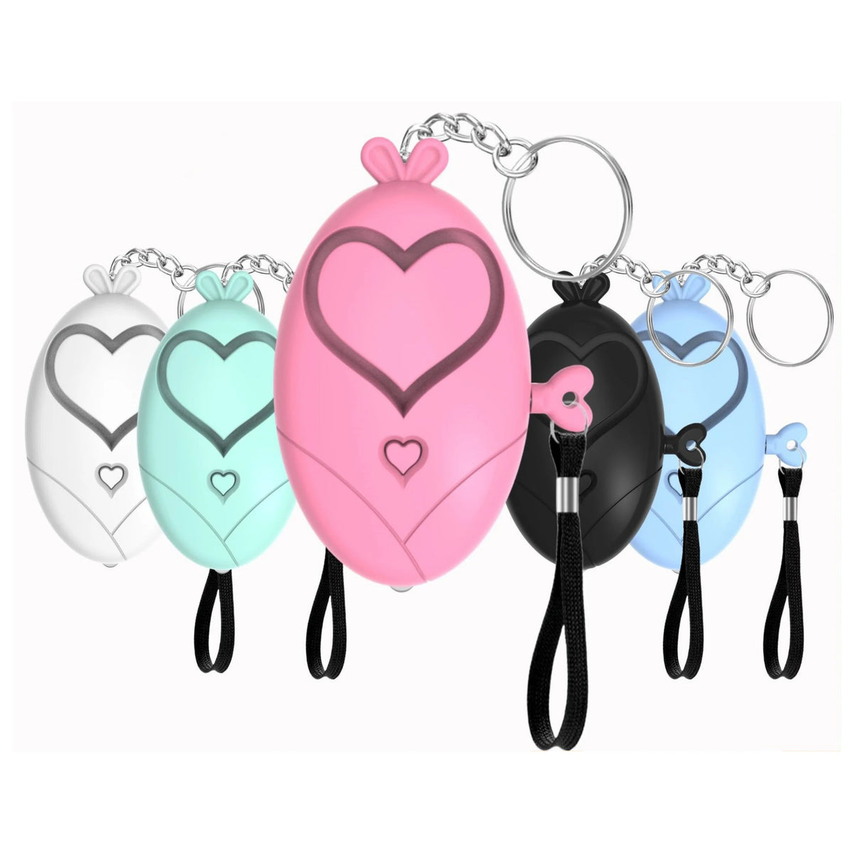 Heart Shaped Personal Alarm 130dB Safety Siren Keychain Emergency Tool