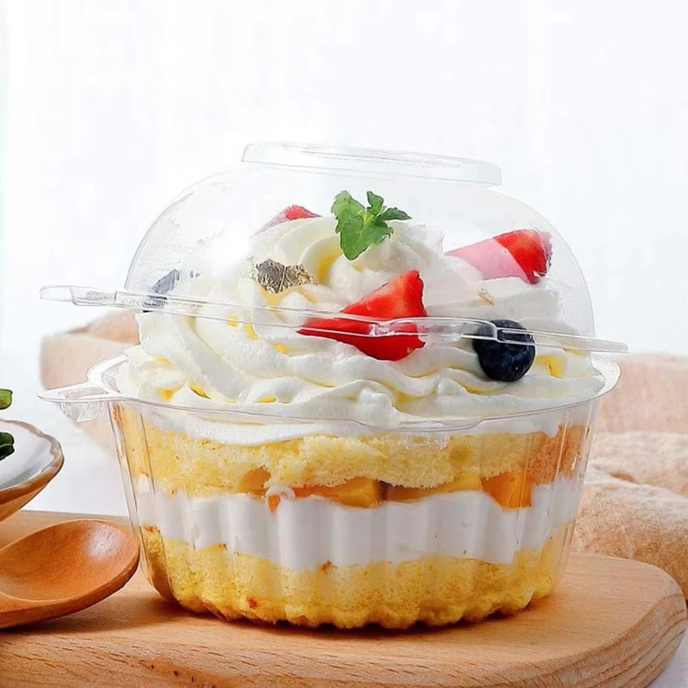 Disposable Cupcake Boxes Clear Plastic Individual Dessert Containers - 4