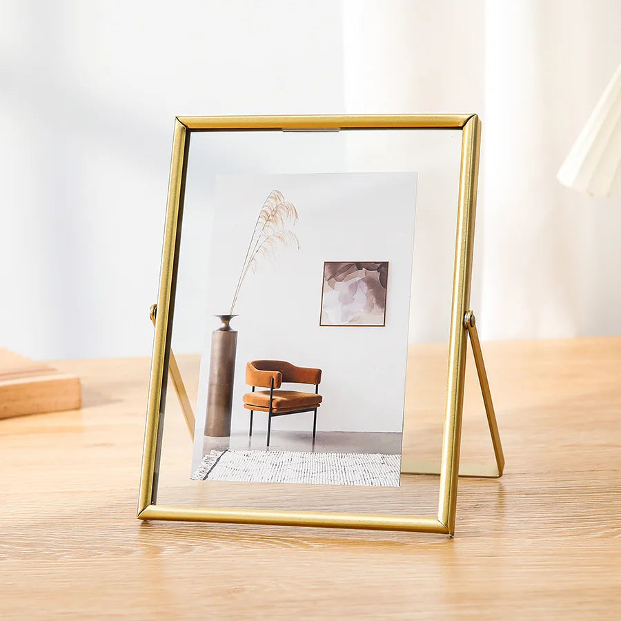 Floating Picture Frame Metal Acrylic Desktop Display for Photos Flowers - 7