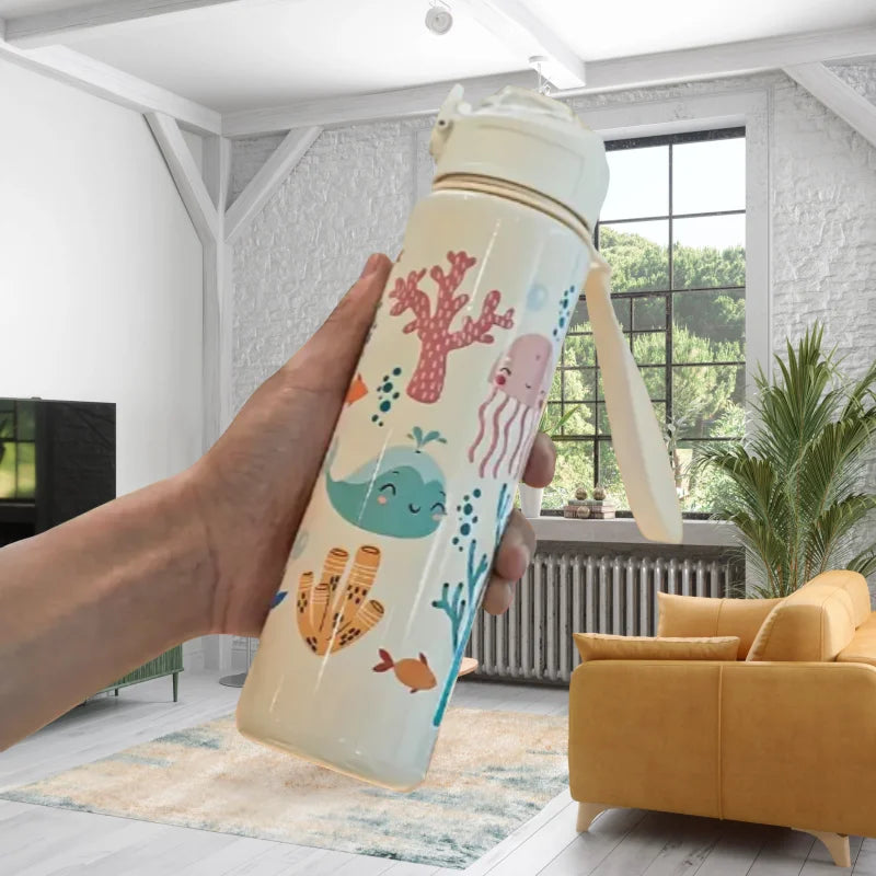 750ml Kids Cartoon Water Bottle with Straw Leak Proof Portable Cup - 5