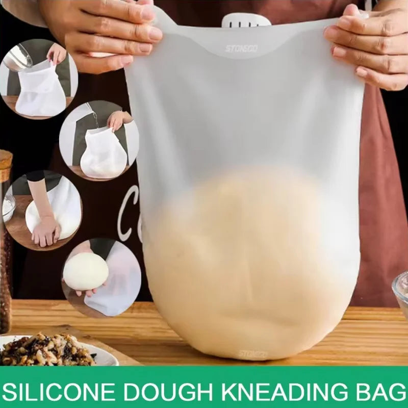 Food Grade Silicone Dough Kneading Bag Non Stick Flour Mixer Pouch - 9